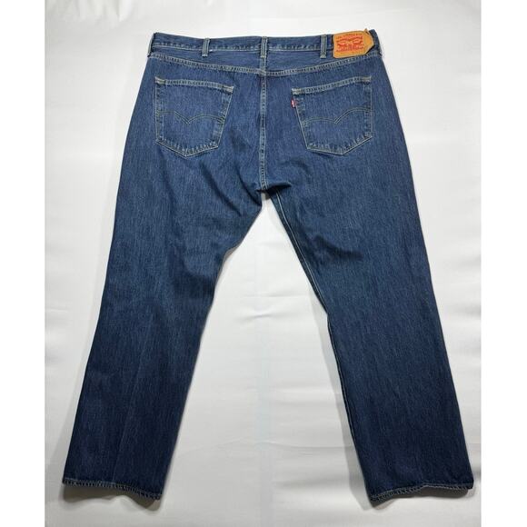 Levi's 501 Men's Straight Leg Button Fly Blue Denim Jeans - Size 44x30 (44x31) - Picture 3 of 6